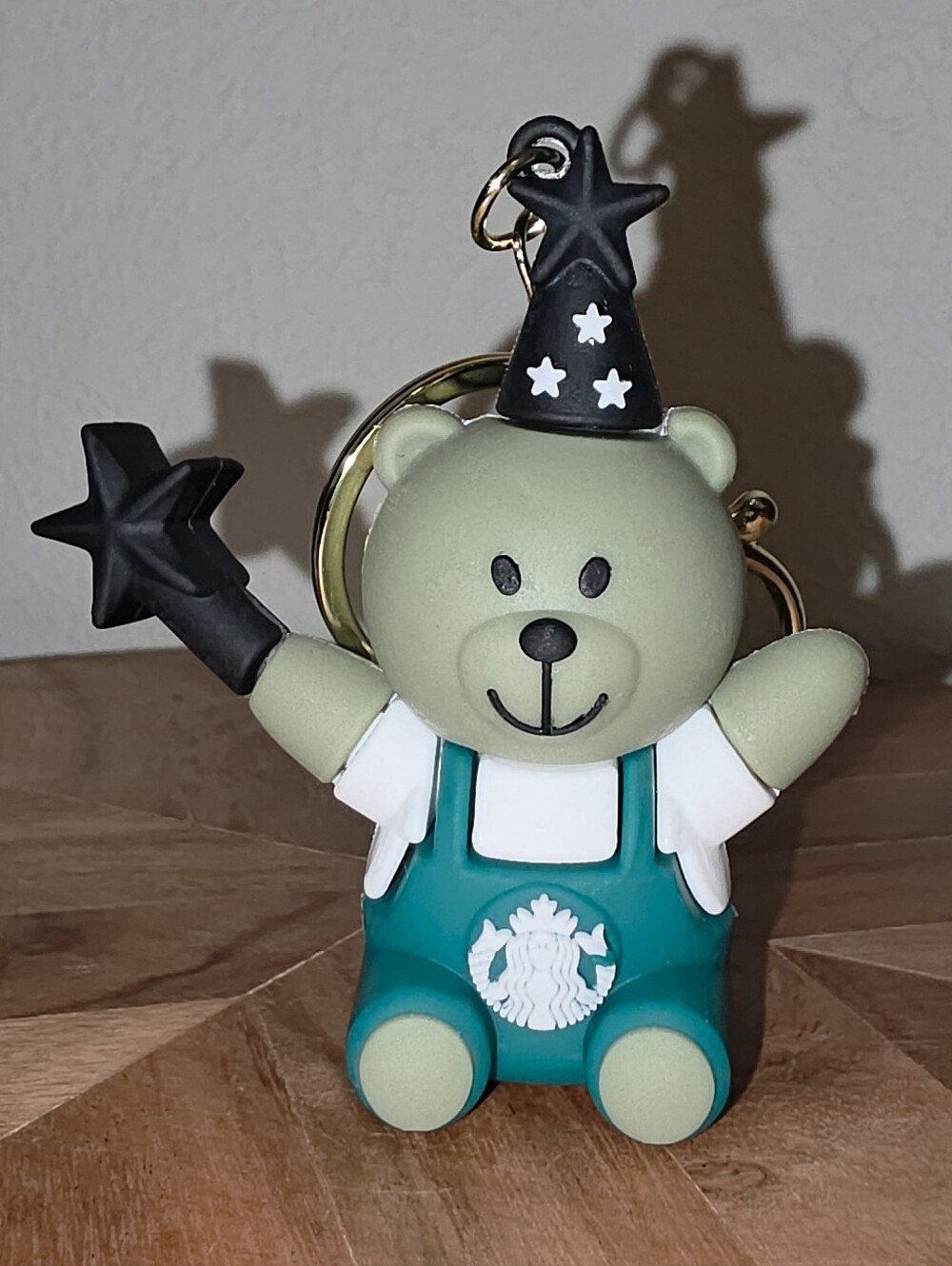 Starbucks Green Bear Wizard Keychain with Teal Outfit